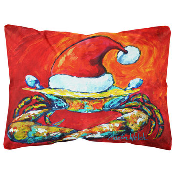 Crab, Santa Hat Santa Claws Canvas Fabric Decorative Pillow