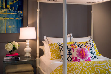 Transitional bedroom photo in San Francisco with gray walls