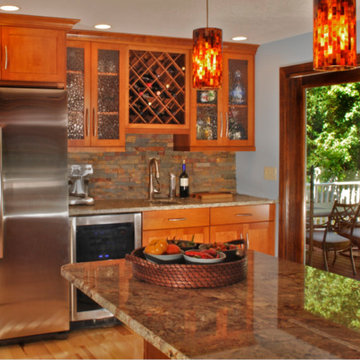 Shaker Kitchen With Ledger Stone Backsplash