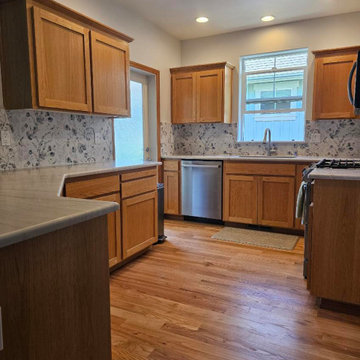 Kitchen Quartzite countertops & large format tile backsplash