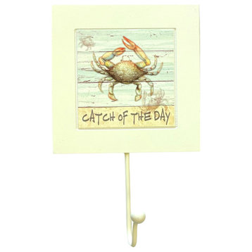 Blue Crab Catch of the Day Single Wall Hook Decor Wall 9.5 Inches