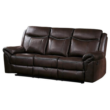 Apollo Double Reclining Sofa w Cup Holders, Brown Leather