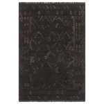 Bareens Designer Rugs - Tribal Turkish Kilim Caryl Hand-Woven Wool Rug - 5'10'' x 7'10'' - Elevate the elegance of your home with this stunning hand-woven tribal Kilim wool rug. Meticulously crafted on a loom by the Nomad Turkman people using hand-spun wool and 100% natural vegetable dyes, these rugs are recognized for their repetitive geometric patterns, incorporating naturalistic floral and traditional designs. The contemporary fashion palette results in bold, sharp patterns that are incredibly versatile, as the pattern is the same on both sides. These reversible rugs feature a lighter shade on one side and brighter colors on the other, providing versatility according to preference. These unique rugs are made by knotting short strands of different colors onto the warps and securing them by tightly pressing the wefts. The designs are created by interweaving the various colored wefts and warps. Kilims are known for their exceptional durability and versatility, making them truly unique rugs.  Product Details    Rug Size: 5'10'' x 7'10''  Material: 100% Wool  Style: Kilim, Flat Weave, Dhurrie, Turkish, Southwestern, Rustic, Tribal  Colors: Black, Blue  Weave Type: Hand-Woven, Handmade  Pile Height: Less than 0.25 inch