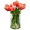 Real Touch Tulip Arrangment in Glass, Coral
