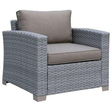 Furniture of America Condor Contemporary Rattan Patio Chair in Gray