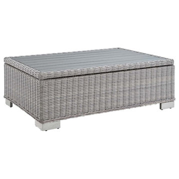 Modway Conway 45" Modern Rattan Outdoor Coffee Table in Light Gray