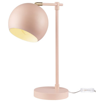 Hannah 18" Matte Pink Desk Lamp with Brass Pivot Joint