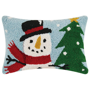 Snowman W/Christmas Tree Hook Pillow