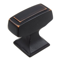 GlideRite Hardware - 1-1/8"x1/2" Rectangle Deco Cabinet Knob, Oil Rubbed Bronze - Cabinet And Drawer Knobs