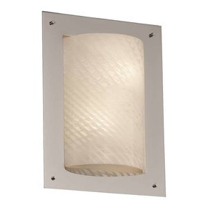 Matte Black Finish with Bamboo Faux Porcelain Resin Shade Justice Design Group Porcelina 2-Light Fluorescent Wall Sconce
