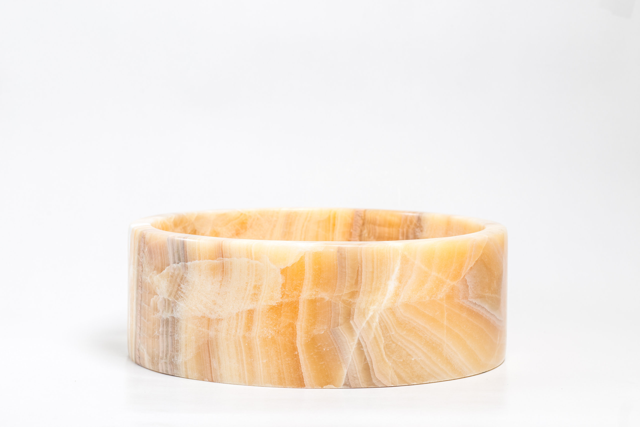 Natural Stone Vessel Bathroom Sink, Blizz Honey Onyx