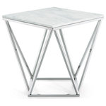 Meridian Furniture - Skyler Chrome End Table - Keep the modern vibe going with this Skyler stainless steel end table from Meridian Furniture. This end table features architectural bases with a sculptural design that's chic and contemporary. The top of the table features Genuine Marble Top for durability and remarkable style.