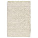 Jaipur Living - Jaipur Living Bernhard Knotted Geometric White/Gray Area Rug, 8'x11' - Rich in detail and plush underfoot, the Indira collection is made up of neutral-toned modern Moroccan styles. The Bernhard area rug features a luxurious hand-knotted construction of 100% natural wool. A traditional trellis design provides geometric interest in a distressed gray hue on a soft white backdrop. Scalloped edges add a unique accent to this high-piled rug.