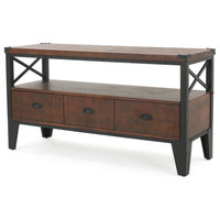 Chestin Wood Finish TV Stand, Dark Brown