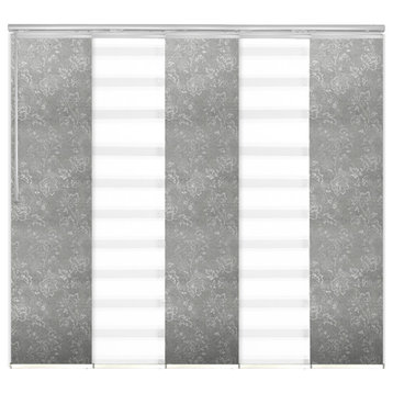 Blanched White-Poppy 5-Panel Track Extendable Vertical Blinds 58-110"x94"