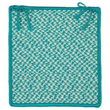 Outdoor Houndstooth Tweed, Turquoise Chair Pad