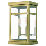 Livex Lighting - Livex Lighting 20702-01 Hopewell - 12.75"Two Light Outdoor Wall Lantern - The design of the Hopewell outdoor wall lantern giHopewell 12.75"Two L Antique Brass Clear  *UL: Suitable for wet locations Energy Star Qualified: n/a ADA Certified: n/a  *Number of Lights: Lamp: 2-*Wattage:60w Candelabra Base bulb(s) *Bulb Included:No *Bulb Type:Candelabra Base *Finish Type:Antique Brass