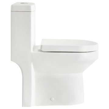 Small Compact Toilet Tiny One-Piece Elongated Toilet, Dual Flush, 0.8/1.28 GPF