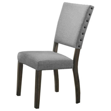 Anna Antique-Style Rustic Light Gray Upholstered Side Chairs