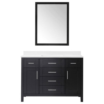 Tahoe Single Vanity Set With Mirror, 48", Espresso With Cultured Marble Top