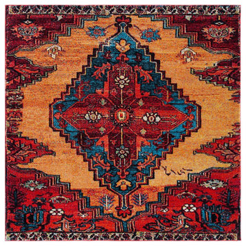 Safavieh Vintage Hamadan Vth248Q Traditional Rug, Red and Blue, 6'7"x6'7" Square