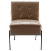 Tufted Armless Accent Chair, Multiple Colors , Brown Faux Leather