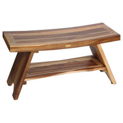 EcoDecors Tranquility 29 EarthyTeak Solid Teak Wood Shower Bench