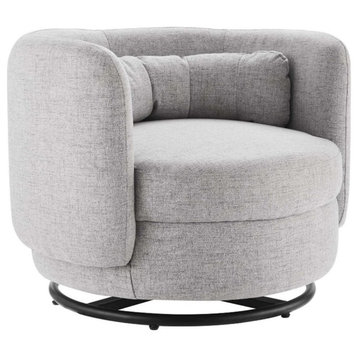 Modway Relish Upholstered Fabric Swivel Chair in Black/Light Gray