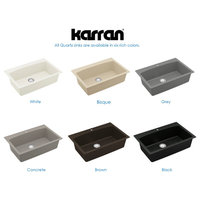 Karran Drop-In Quartz 33" 1-Hole Single Bowl Kitchen Sink, Grey