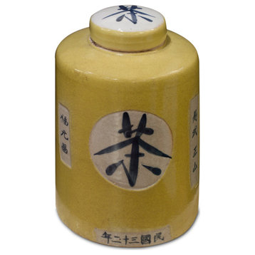 Yellow Porcelain Chinese Tea Jar
