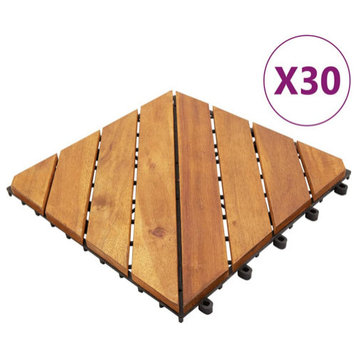 vidaXL Decking Tile Patio Tile Flooring Tile 30 Pcs Brown Solid Wood Acacia