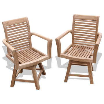 Windsor's Grade A Teak Swivel Arm Chairs, Set of 2