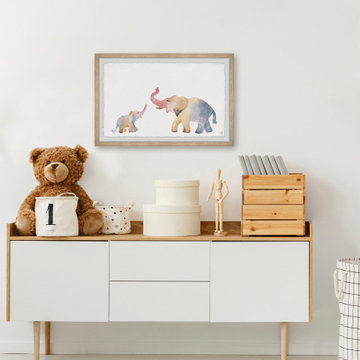 "Elephant Playtime" Framed Painting Print