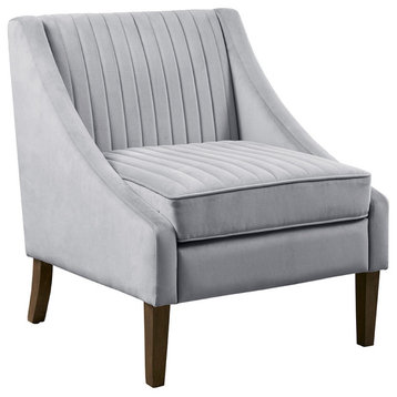 Madison Park Florian Plush Velvet Armless Upholstered Accent Chair, Grey