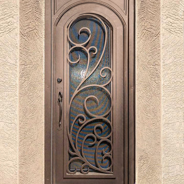 Arch in Square Florentine Iron Entry Door