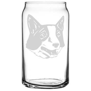 Russo European Laika Dog Themed Etched All Purpose 16oz. Libbey Can Glass