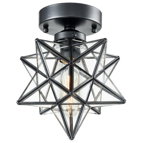 Moravian Star Ceiling Light Fixture Glass Porch Ceiling Lights, 8-Inch