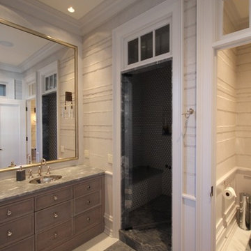 Silver Master Bathroom Suite in Alternating Fine Fringe Burlapp