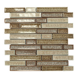 Cream Caramel Glossy Crackle Crystal Mosaic Tiles - Home Accessories & Decor