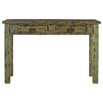 Brice 2 Drawer Console Antique Green