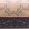 Asuka Espresso Upholstered Indoor Bench, Multicolored, Geometric Design
