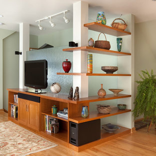 Example of a trendy home theater design in Columbus