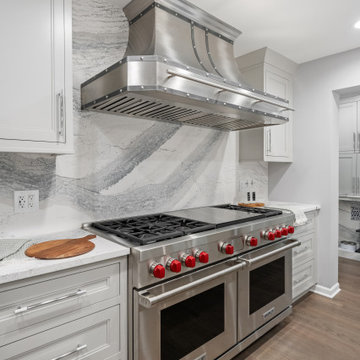Wolf Double Oven Range with Quartz Slab Backsplash