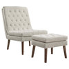Modify Upholstered Lounge Chair and Ottoman, Beige