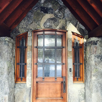 Single door with iron and 2 side windows