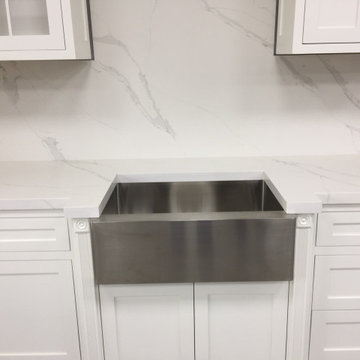 White Kitchen Design in Unique Calacatta by Compac