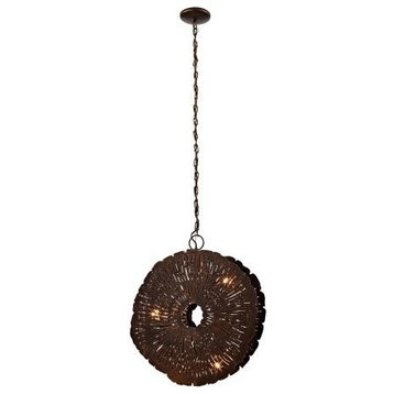 Dimond Organic Metal Etched Disk Chandelier, Oil Rubbed Gold