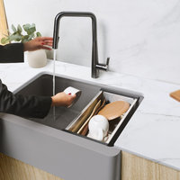 30" Undermount Workstation Single Bowl Gray Composite Granite Kitchen