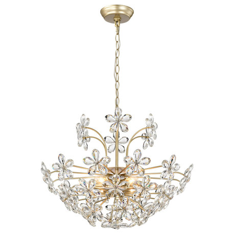 Grace 6-Light Daisy Flower Crystal Large Size Chandelier