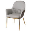 Modrest Blanton Modern Gray Leatherette and Gold Accent Chair